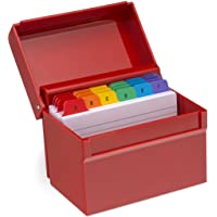 Osco AIBOX-RED - Red Hi-Gloss Index Box with 100 Cards and Coloured Tabs